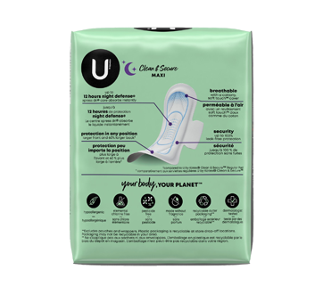 U by Kotex Clean & Secure Overnight Maxi Pads with Wings
