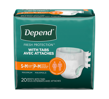 Disposable Underwear with Tabs for Adults Maximum Absorbency, Small-Medium,  20 units – Depend : Incontinence
