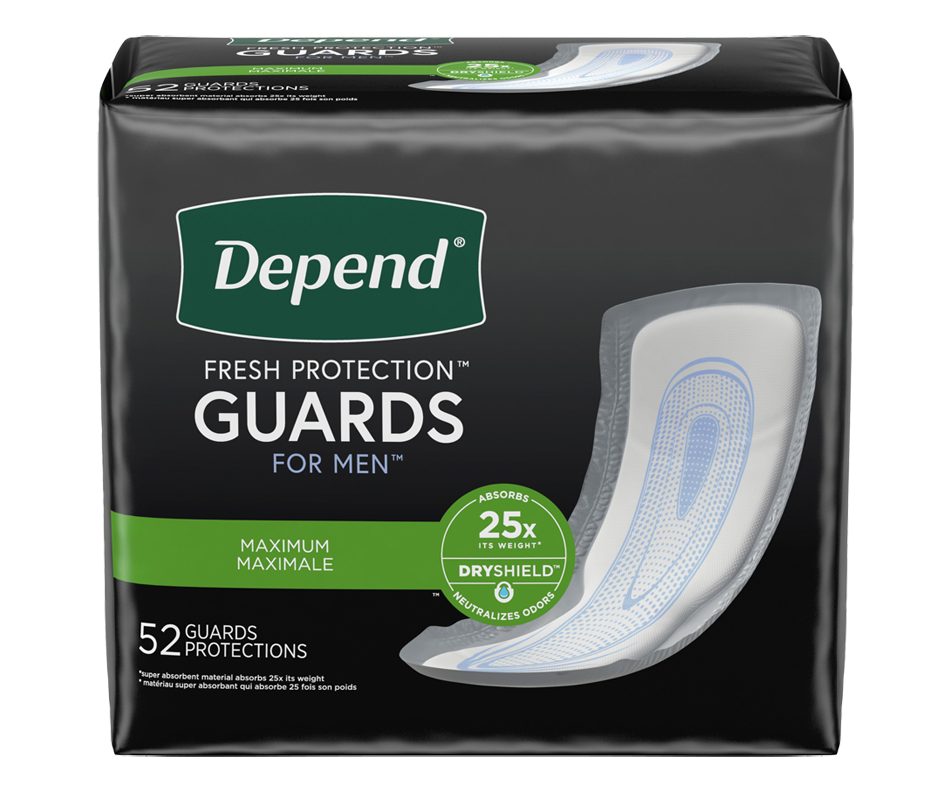 Fresh Protection Men Incontinence Pads Maximum Absorbency 52 Units Depend Incontinence 8745