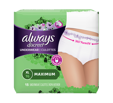 Fresh Protection Women Incontinence Underwear Overnight, Blush - Small, 16  units