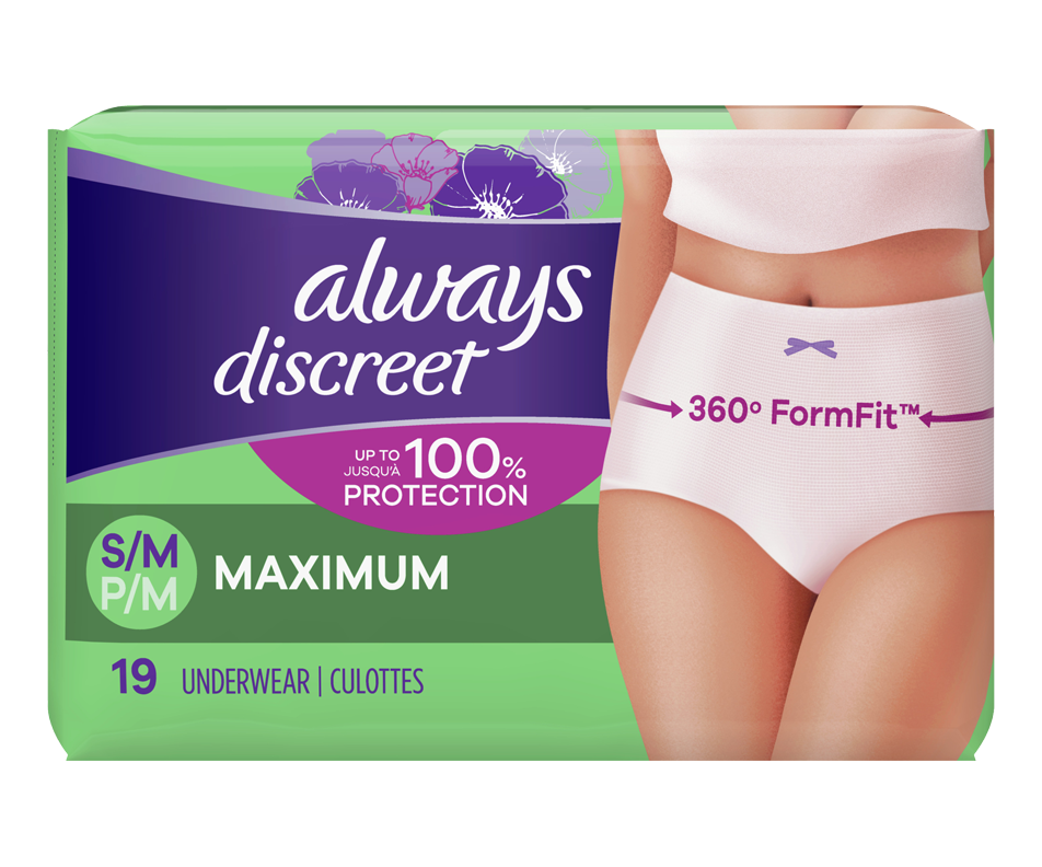 Discreet Incontinence Underwear Maximum Absorbency Smallmedium 19 Units Always 9485