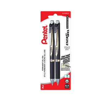 EnerGel Permanent Gel Pen (0.5 mm), Black, 2 units