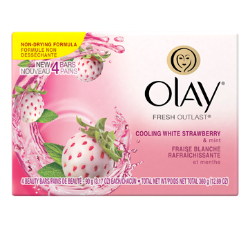 Fresh Outlast Beauty Bar, Cooling White Strawberry & Mint, 4 x 90 g