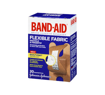 Flexible Fabric Knuckle and Fingertip Adhesive Bandages, Assorted Sizes, 20  units
