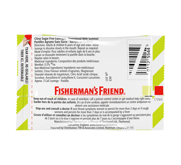 Image 2 of product Fisherman's Friend - Citrus Sucrose Free Lozenges, 22 units