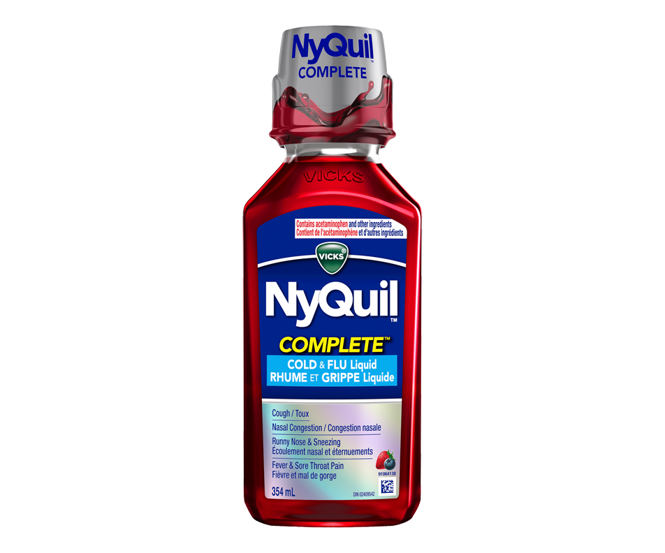 NyQuil Complete Nighttime Cold and Flu Symptom Relief Liquid Medicine ...