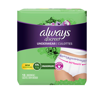 Discreet Incontinence Maximum Underwear for Women, Extra Extra