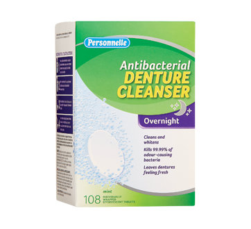 Antibacterial Denture Cleanser Overnight, Mint, 108 units