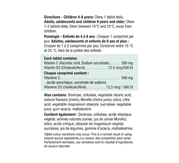 Image 2 of product Jamieson - Chewable Vitamin C 500 mg + D 500 IU - Morello Cherry, 75 units