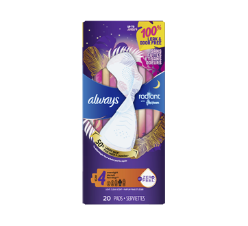 Radiant FlexFoam Pads for Women Size 4, Overnight Absorbency with Wings  Scented, 20 units – Always : Pads and cup