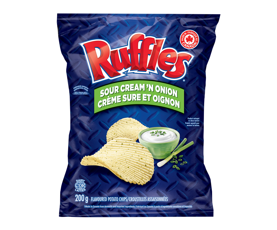 Wavy Potato Chips, Sour Cream'n Onion, 200 g – Ruffles : Chips and ...