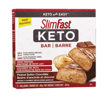 Keto Bars, 5 x 40 g, Peanut Butter Chocolate – SlimFast : Diet Snacks |  Jean Coutu