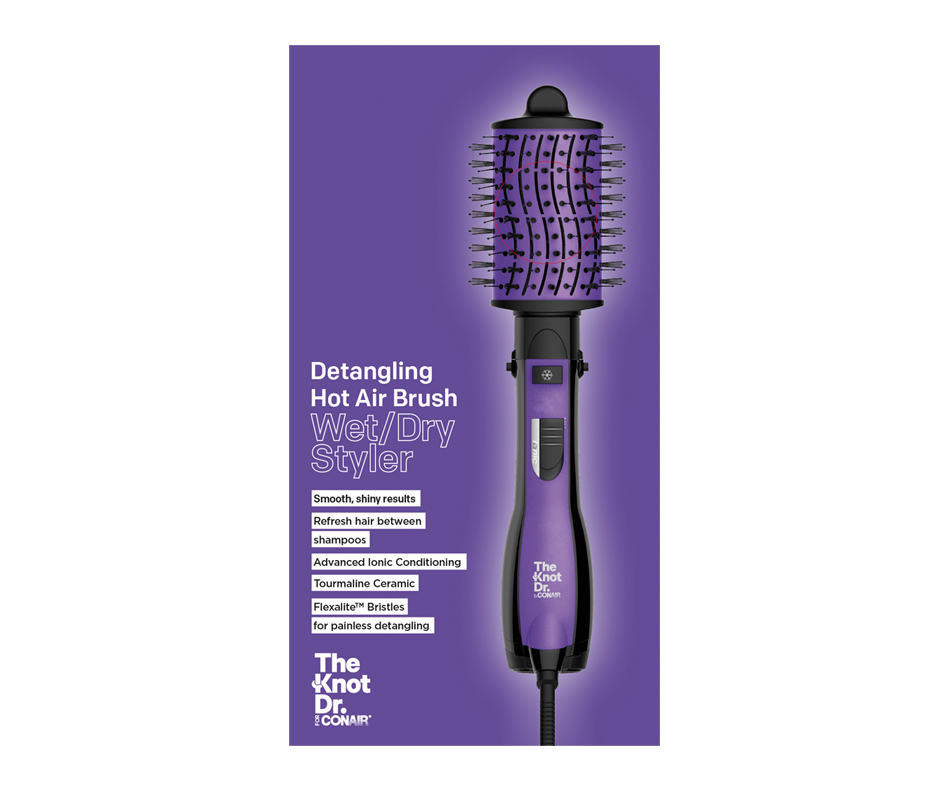 Detangling Hot Air Brush Wet or Dry Styler, 1 unit The Knot Dr. by