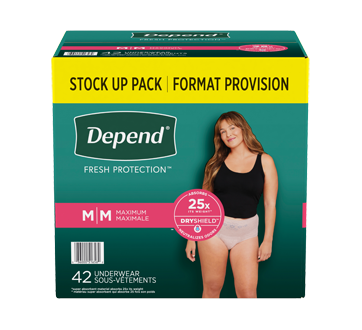 Fresh Protection Incontinence Underwear for Women, Blush - Medium, 42 units  – Depend : Incontinence