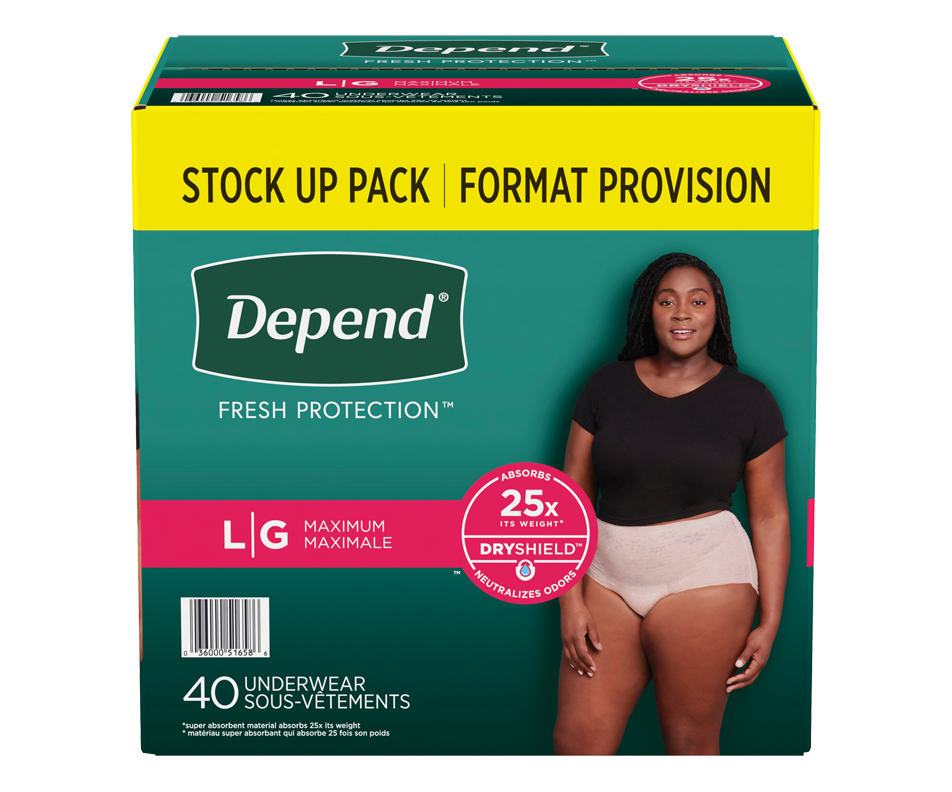 Fresh Protection Incontinence Underwear For Women Blush Large 40 Units Depend 1816