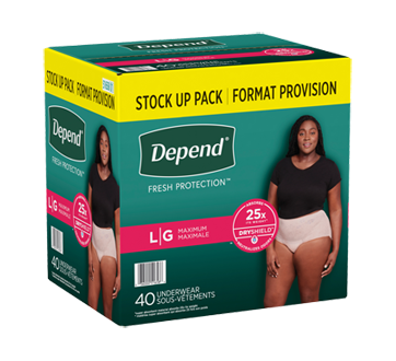 DEPEND Underwear Maximum Absorbency LG For Women 16, Incontinence
