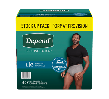 Fresh Protection Incontinence Underwear for Men, Grey - Large, 40 units