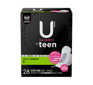 Balance Ultra Thin Pads with Wings Sized for Teens, Heavy Flow, Extra  Coverage, 28 units