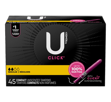 Click Compact Tampons, Regular, 45 units