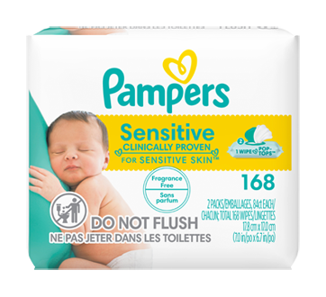 Sensitive Wipes, Fragrance Free, 168 units