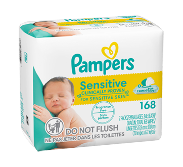 Image 2 of product Pampers - Sensitive Wipes, Fragrance Free, 168 units