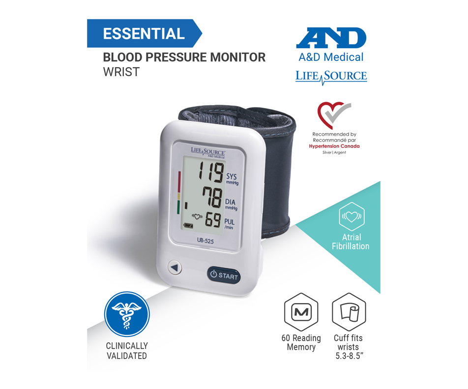 Wrist Blood Pressure Monitors Essential, 1 unit – A&D LifeSource ...