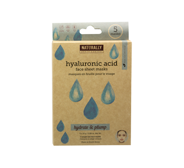 Hydrate & Plump Face Sheet Masks, Hyaluronic Acid, 5 units