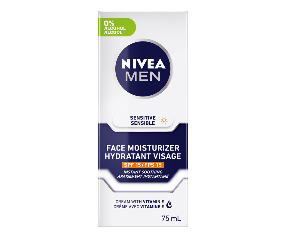 Sensitive Face Moisturizer with SPF 15, 75 ml – Nivea Men : Moisturizer ...