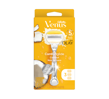 Venus Comfortglide plus Olay Coconut Women's Razor Handle & Blade Refills, 4 units