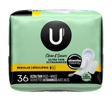 Clean & Secure Ultra Thin Pads with Wings, Regular Flow, 36 units