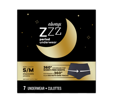 ZZZ Overnight Disposable Period Underwear, S-M, 7 units