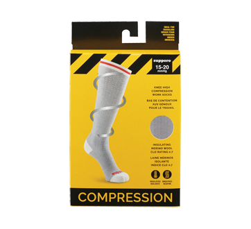 Knee High Compression Work Socks 15-20 mmHg, Grey - Extra large, 1 unit