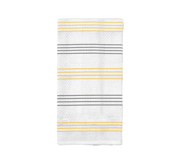 Waffle Weave Striped Kitchen Towels, Grey & Yellow, 2 units