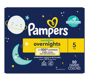 Image 2 of product Pampers - Swaddlers Overnights Baby Diapers, Size 5, 50 units