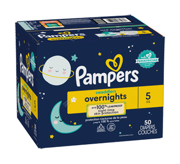 Image 3 of product Pampers - Swaddlers Overnights Baby Diapers, Size 5, 50 units