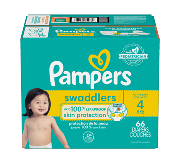 Swaddlers Active Baby Diapers, Size 4, 66 units