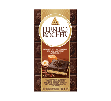 Ferrero Rocher Dark Chocolate Bar with Hazelnut & Salted Caramel, 90 g