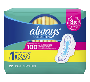 Always Pure Cotton Pads, Regular, with Wings Unscented, Size 1