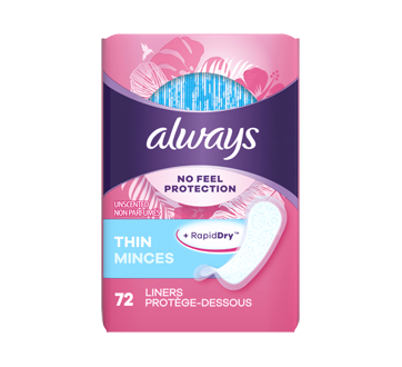 No Feel Protection Thin Daily Liners, Regular Absorbency, 72 units