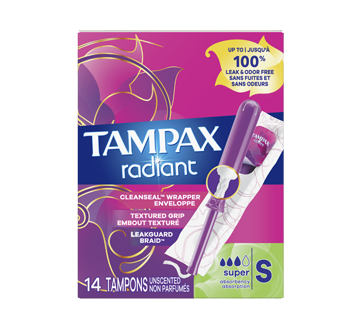 Radiant Tampons, Super Absorbency, Unscented, 14 units