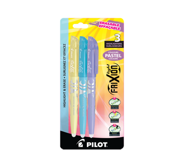 Frixion Chisel Tip Erasable Highlighters in Assorted Pastel Colors, 3 units