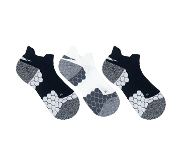 Image 2 of product Secret Collection - In Motion Double Tab No Show Socks, White & Black - 6-10 Size