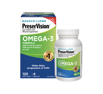 Image 2 of product Bausch and Lomb - PreserVision Omega-3 Formula Eye Vitamin and Mineral Supplement, 120 units