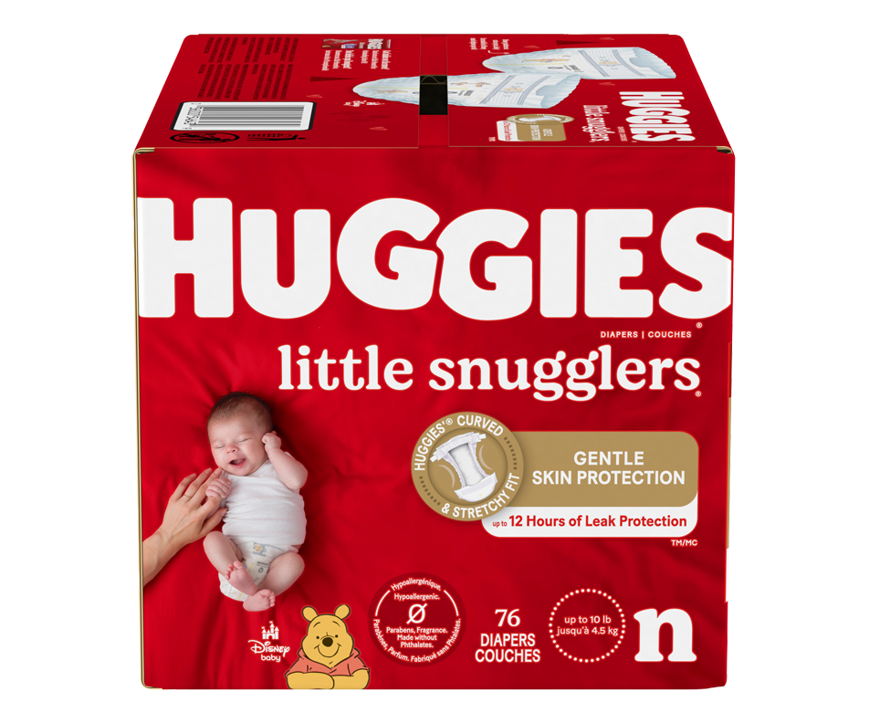 Little Snugglers Baby Diapers, 76 units, Size Newborn Huggies