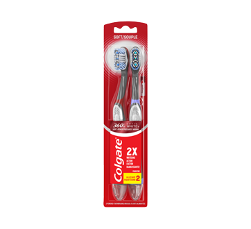 360° Optic White Sonic Power Battery Powered Toothbrush, Soft, 2 units