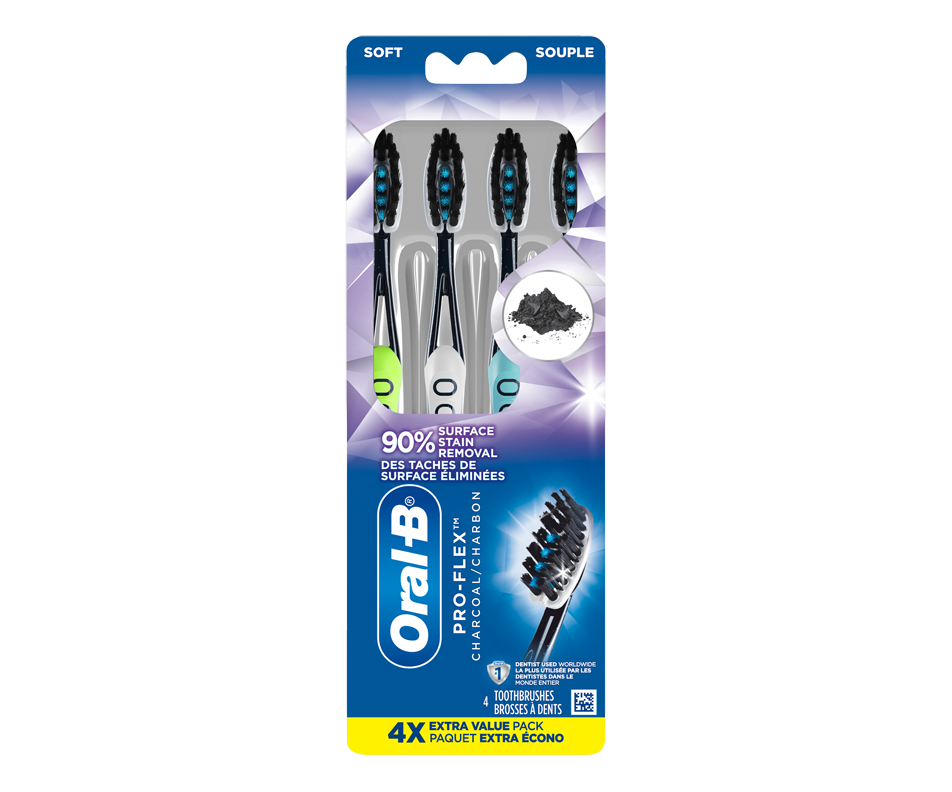 Pro-Flex Charcoal Manual Toothbrush Soft, 4 units – Oral-B : Toothbrush ...