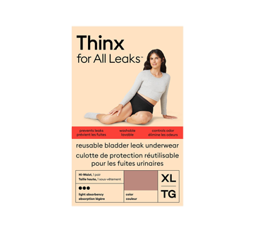 Leaks Light Absorbency Hi-Waist Bladder Leak Underwear, 1 unit, XL – Thinx  : Incontinence