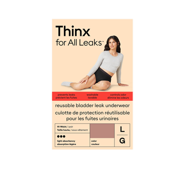 Leaks Light Absorbency Hi-Waist Bladder Leak Underwear, 1 unit, Large –  Thinx : Incontinence | Jean Coutu