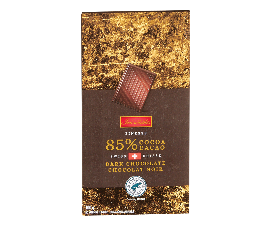 85% Swiss Dark Chocolate Bar, 100 g – Irresistibles : Regular size ...