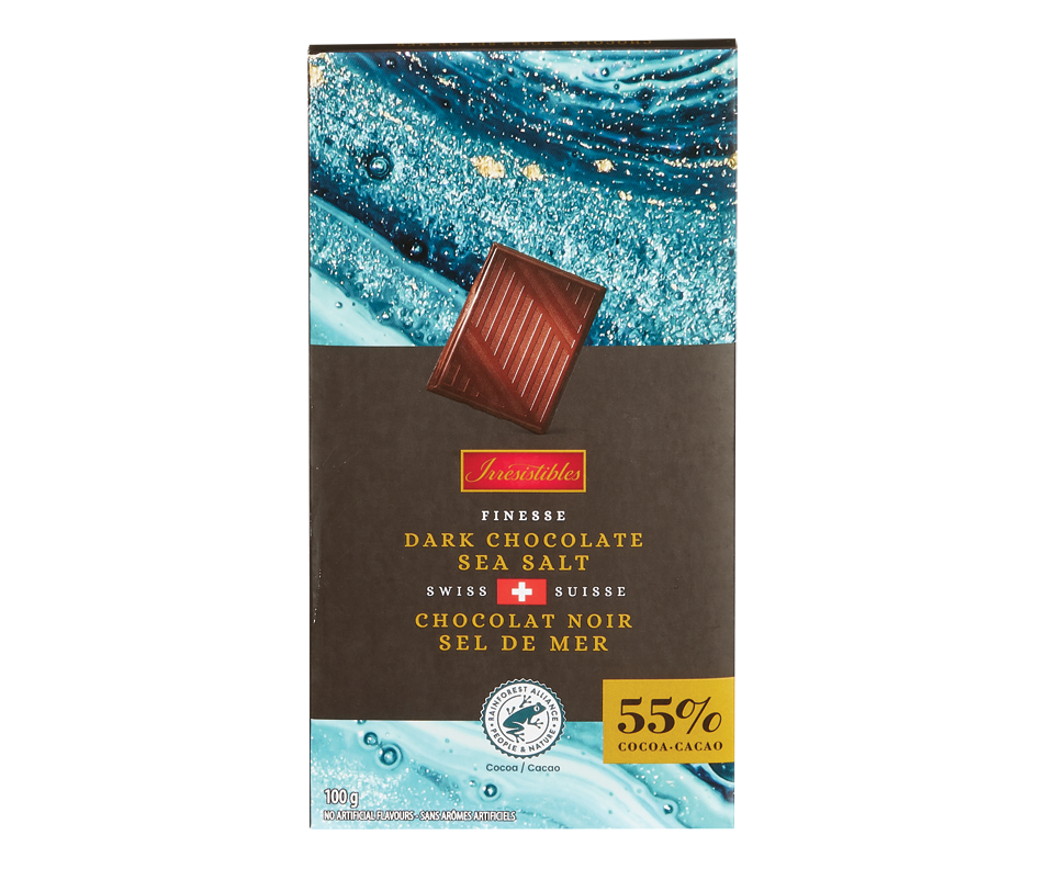 55% Swiss Dark Chocolate Bar, Sea Salt, 100 g – Irresistibles : Regular ...